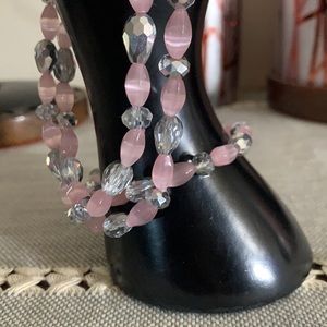 Handmade Pink Stretch Necklace and Bracelet Set